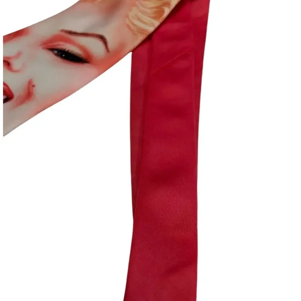 Vintage Ralph Marlin Pink Pin-Up Style Tie Retro Blonde Marylin Monroe‎